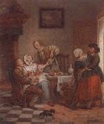 unknow artist An interior with figures drinking and eating fruit Germany oil painting artist